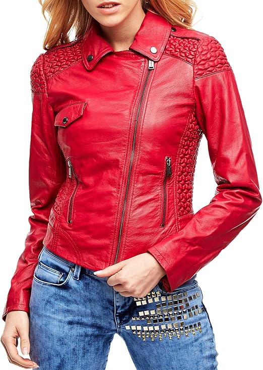 Guess Sophia Lederjacke, Fuchsia, Größe L : Amazon.de: Bekleidung