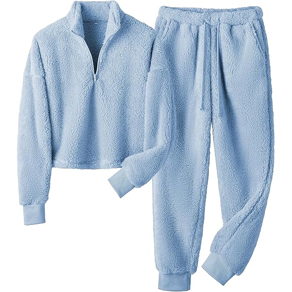 トップス andwang Fluffy fleece set(beige) Ainangua Women's Winter Fluffy Pajamas Set Fuzzy Fleece Pullover
