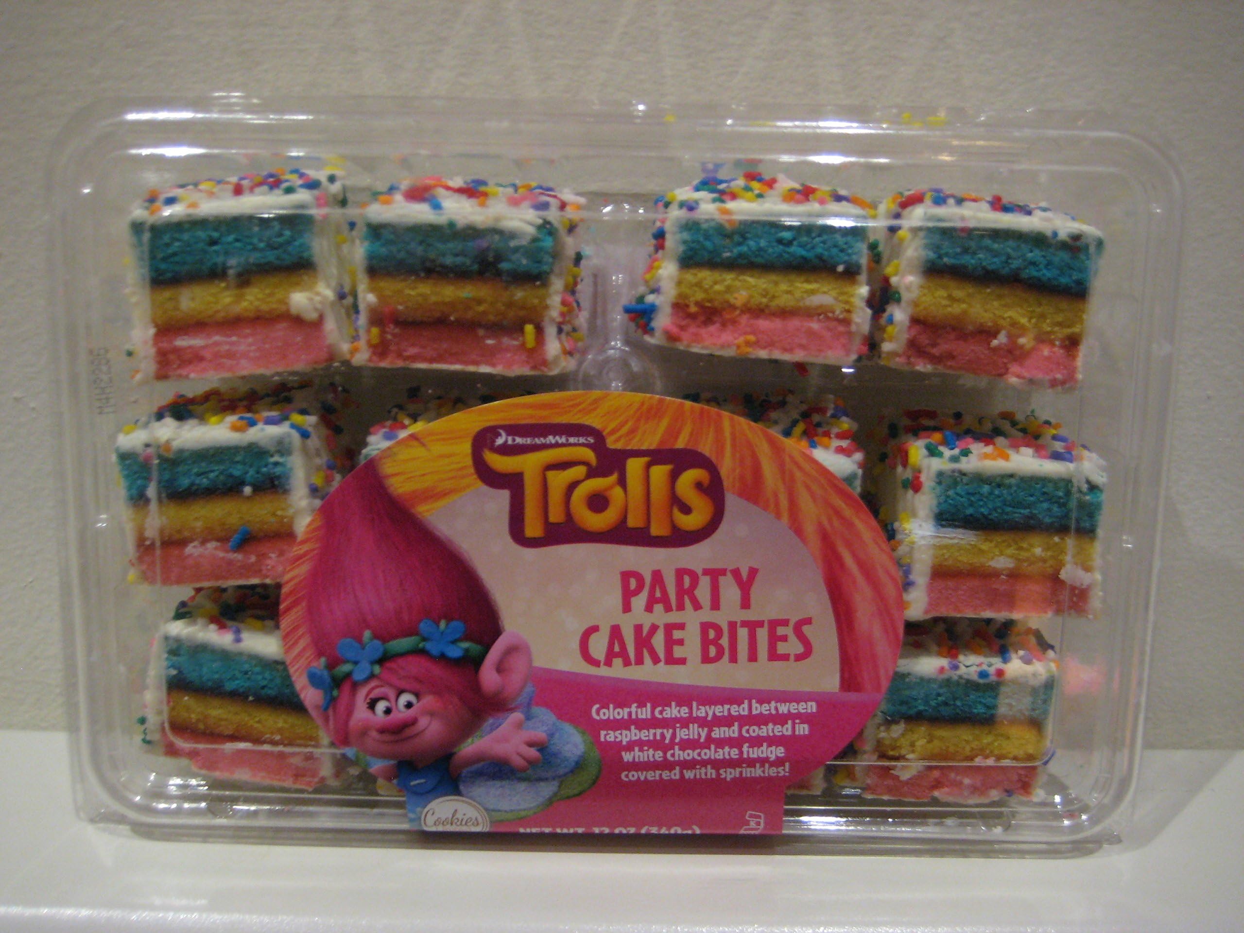 Dreamwork's Trolls Movie Party Cake Bites, 12oz. Rainbow Cake Bites with White Chocolate Fudge!