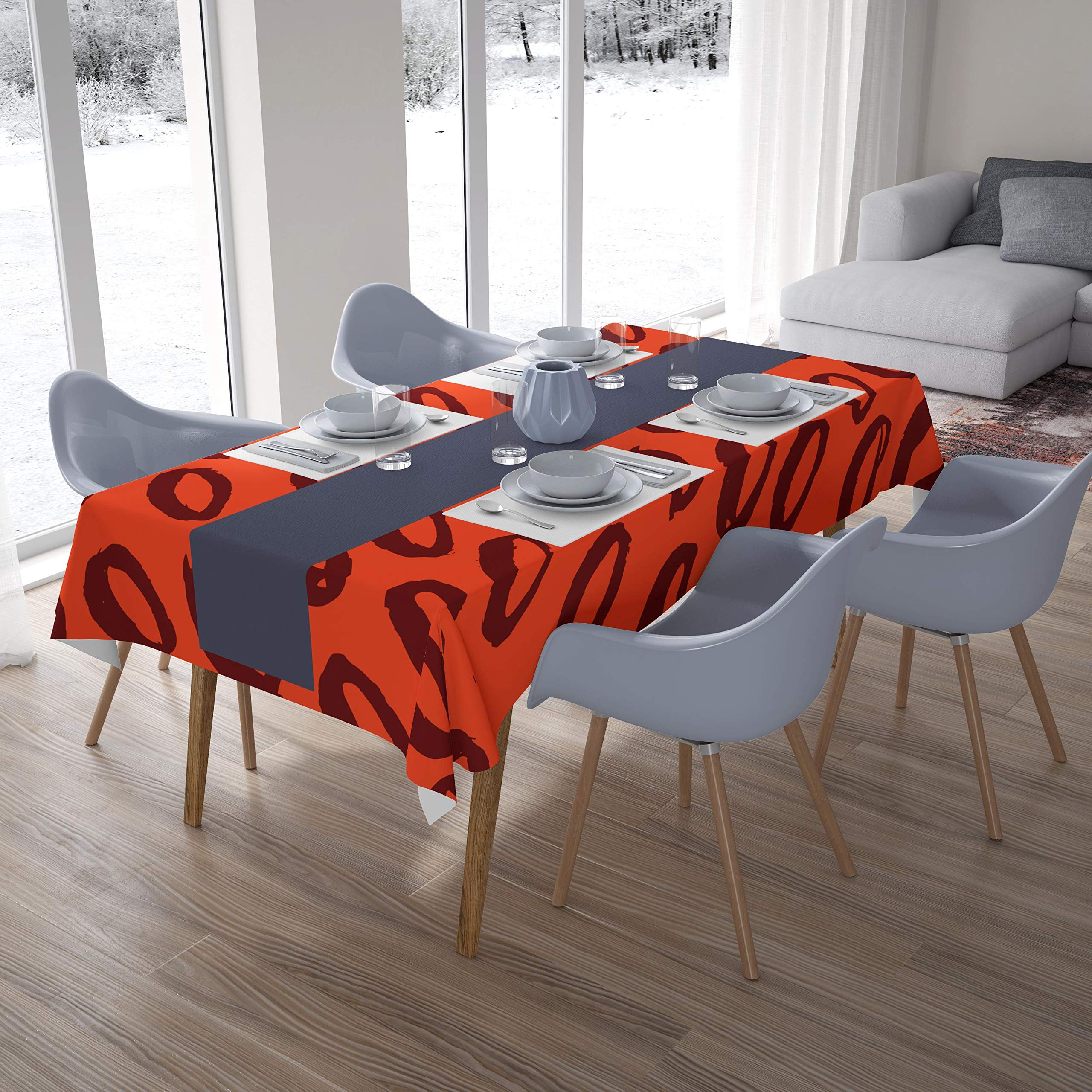 Bonamaison Kitchen Decoration, Tablecloth, Orange Bordeux, 140 x 200 Cm - Designed and Manufactured in Turkey