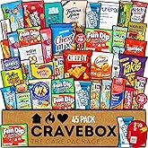 CRAVEBOX Snacks Box Variety Pack Care Package (45 Count) Halloween Treats Gift Basket Adults Kids Grandkids Guys Girls Women Men Boyfriend Birthday Cookies Chips College Student Office