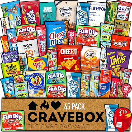 CRAVEBOX Snacks Box Variety Pack Care Package (45 Count) Mother's Day ...