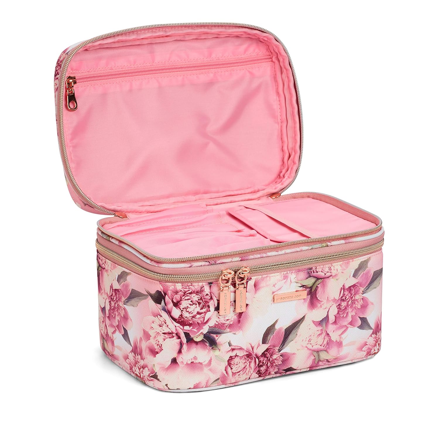 Allegro Sophia Joy Double Zip Train Case Makeup Organizer, Floral Print (A013112GUMX): Beauty