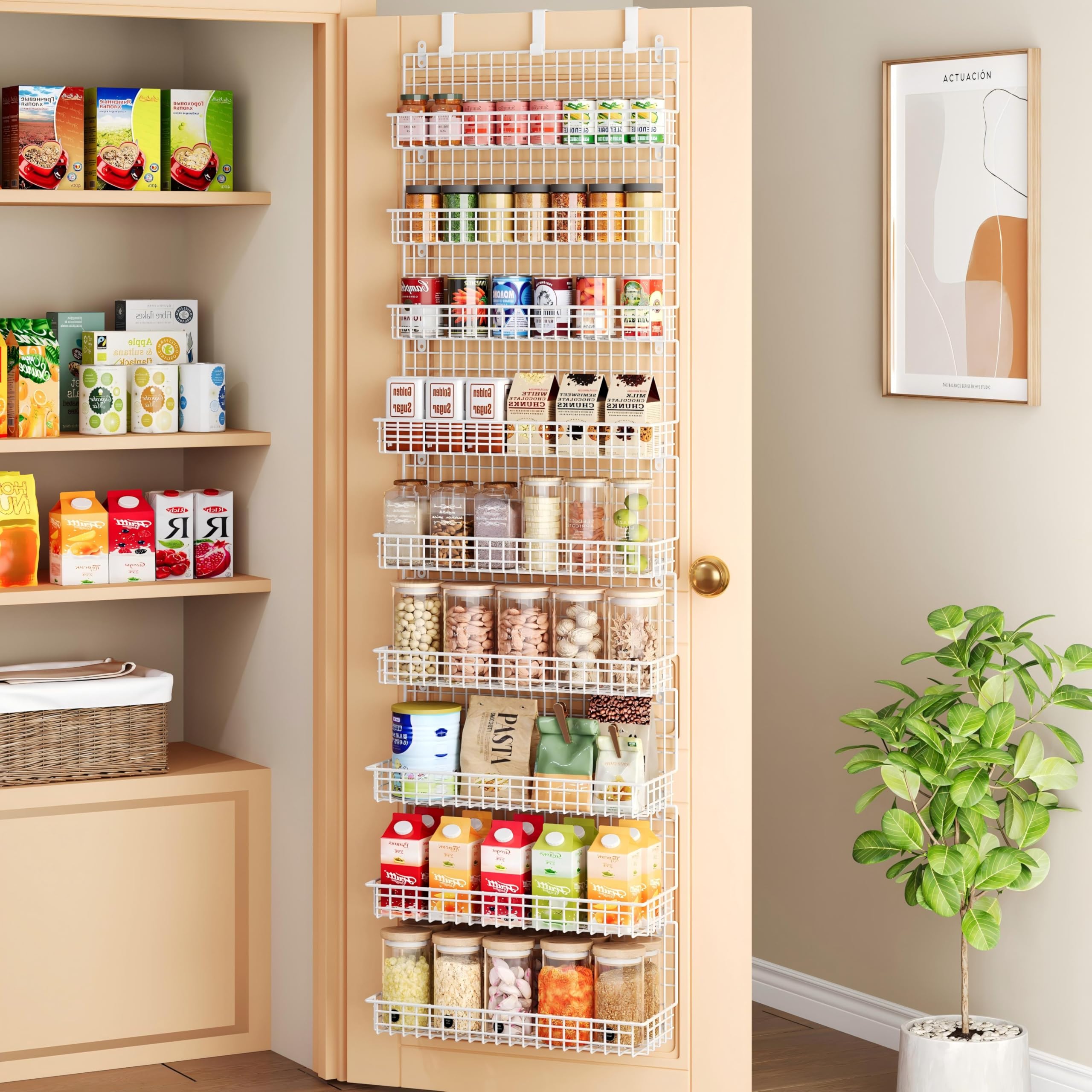 Photo 1 of JKsmart 9-Tier Spice Rack Organizer with Door Hook, Wall Mount, and Extra Large Capacity for Pantry – Stylish White Design for Effortless Organization, Ultimate Kitchen Storage Solution
