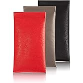 TRIUMPH VISION Squeeze Leather Sunglasses Pouch - 3 Pack Glasses Case Soft Eyeglass Sleeve Pouch Holder