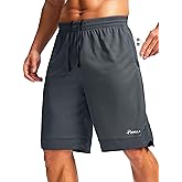 Pudolla Men's Basketball Shorts with Zipper Pockets 11" Long Gym Athletic Shorts for Men Lightweight Quick Dry