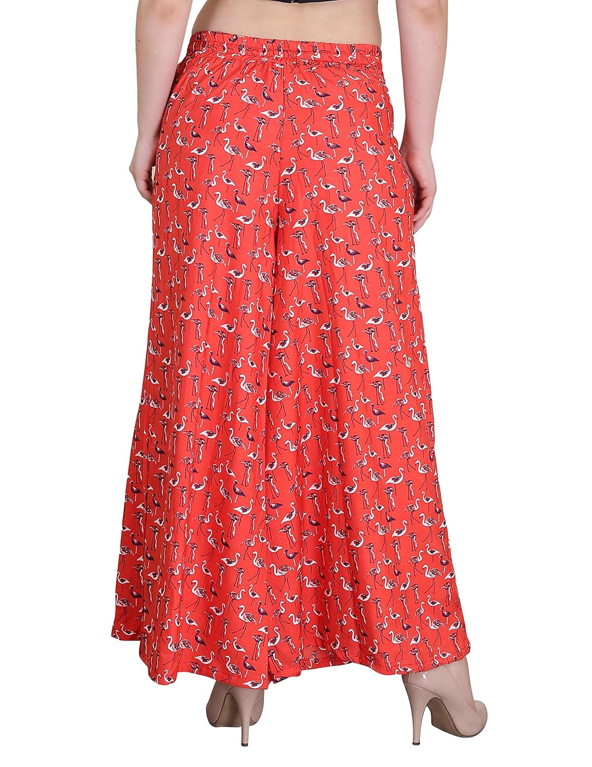 jollify regular fit women's orange bird printed plazzo