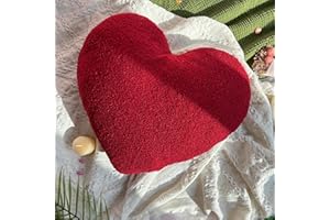EastTree Heart Pillows, Valentine's Wine Red Heart Shaped Pillows, Love Throw Pillows, Cute Sherpa Heart Decor, Small Fluffy Pillows, Women Girls Living Bedroom Home Decoration 10x13 Inch
