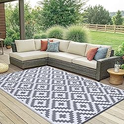 Smiry Waterproof Outdoor Rug 6x9 ft, Reversible