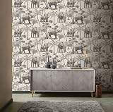 Arthouse Safari Elephant Charcoal Vinyl Wallpaper 53 cm x 10.05 m view 6