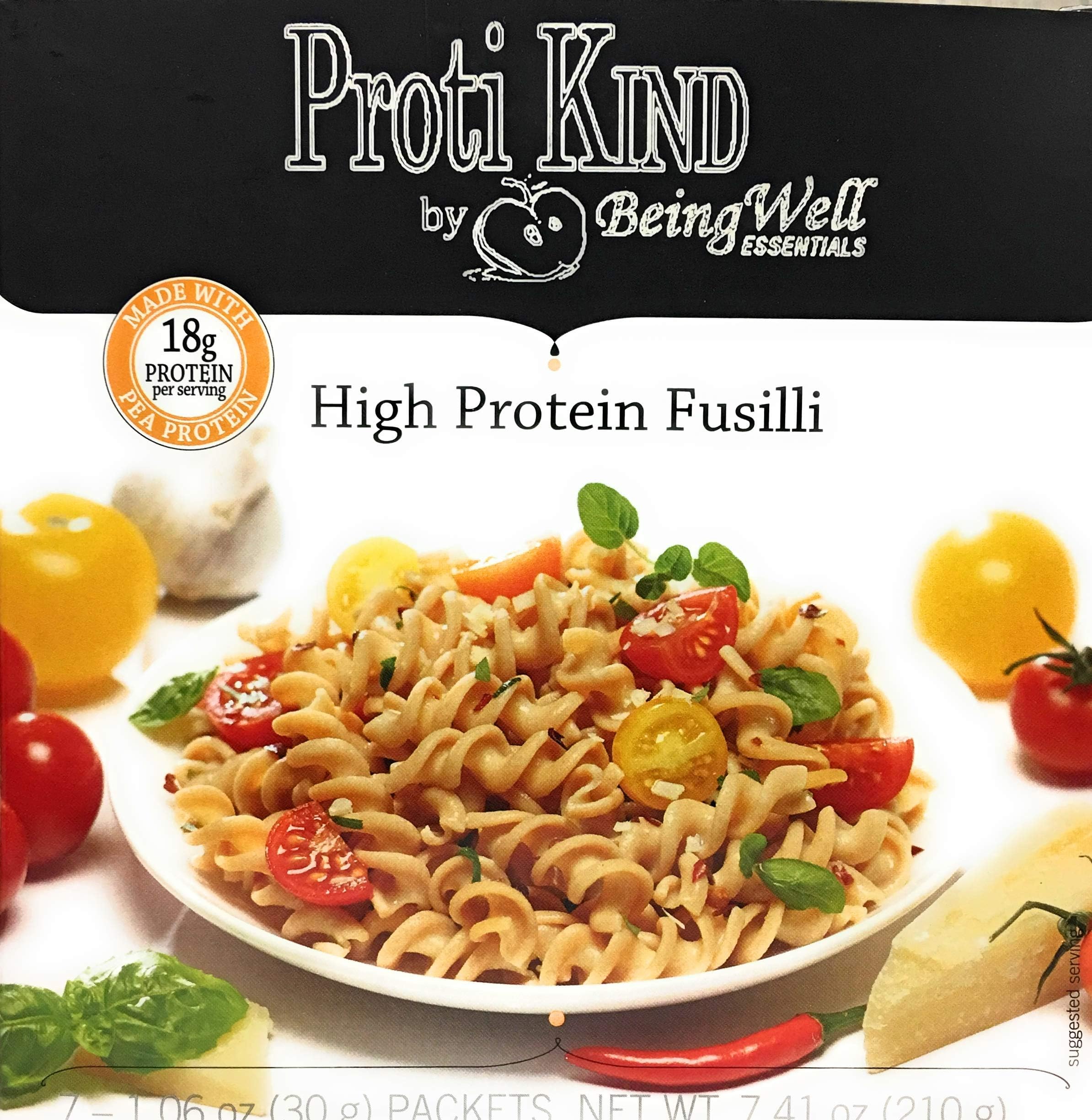Proti Kind High Protein - Low CARB Pasta by Being Well Essentials - 18g protein - only 110 calories & 4 NET carbs - 7 servings (FUSILLI)