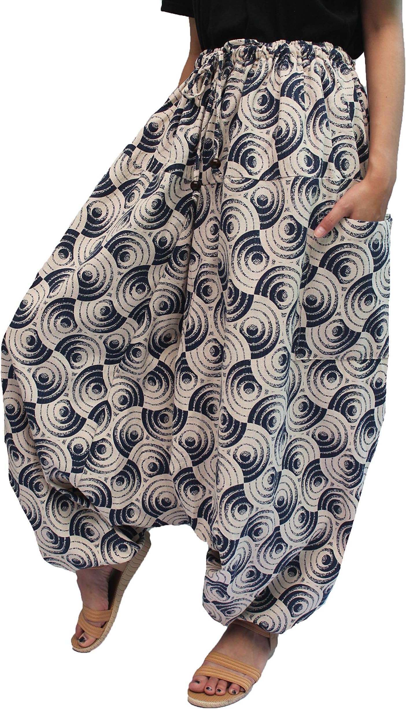 ChiangmaiThaiShop 100% Cotton Baggy Boho Aladin Yoga Harem Pants