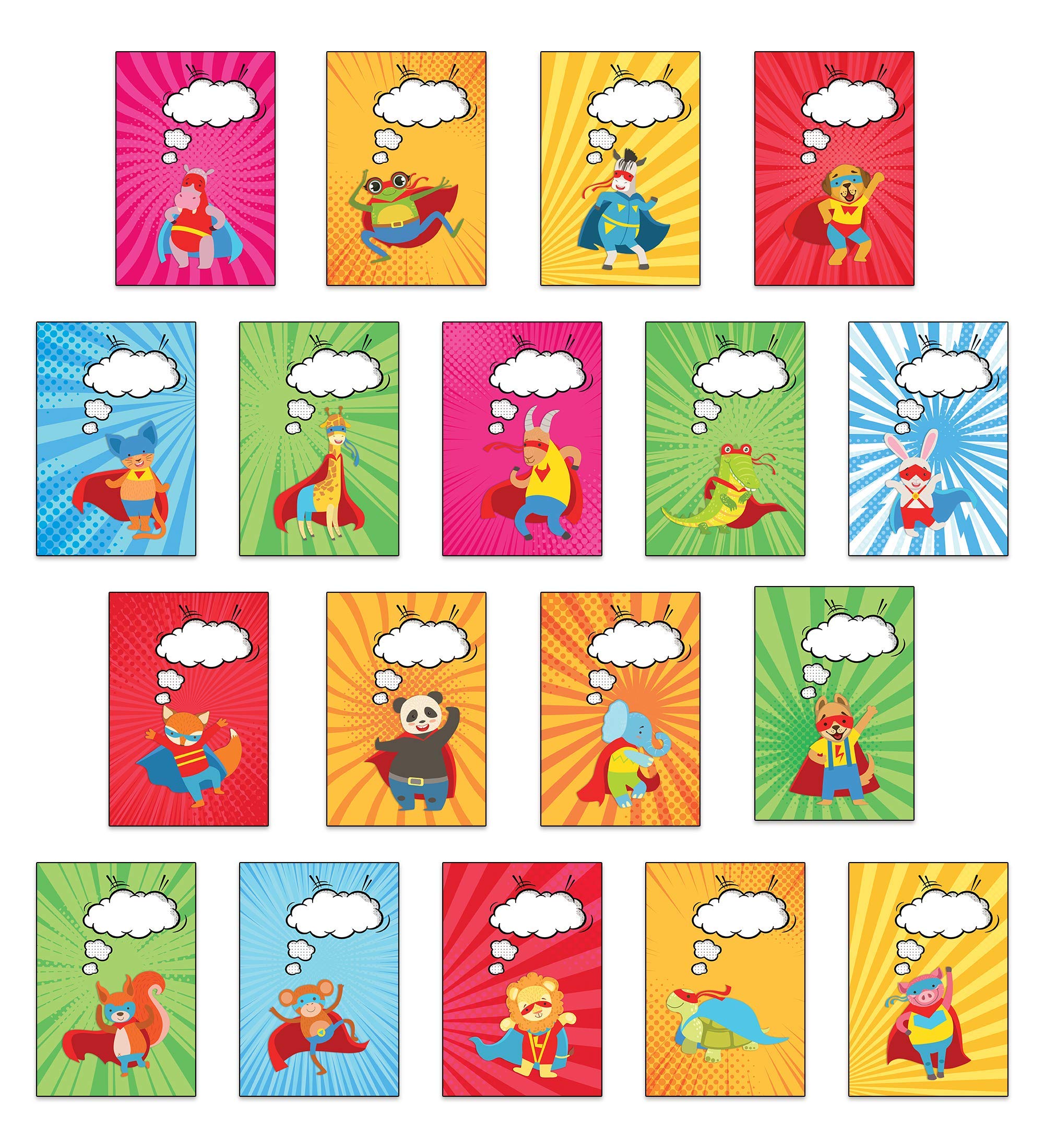 Set of 18 Super Hero Speech Bubble Reward Postcards for Children - Great for a Custom Message or Reward Postcards