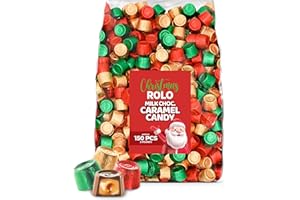 CANDYLISH Christmas Milk Chocolate Caramel Candy, Rich, Creamy Milk Chocolate with Smooth Caramel, Red Green Gold Wrapped, Bulk Pack 2 lb (Approx. 150 Pieces) | Festive Stocking Stuffers, Party Favors, Baking & Decorating Treats