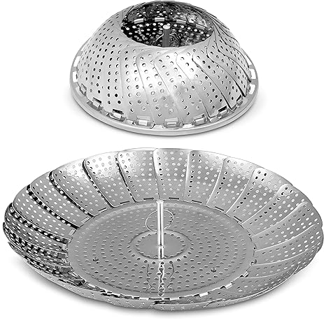 Utopia Kitchen Dämpfkorb - Einstellbar Dünsteinsatz Edelstahl - Dämpfeinsatz - Dampfgarer Gemüsedämpfer 18 x 28 cm