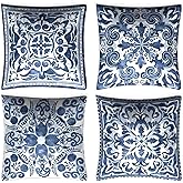 ADQZYWT Boho Throw Pillow Covers Set of 4 - Vintage Square Linen Decorative Pillow Cases 18x18 Inch for Bedroom Sofa Couch Living Room Car Home Decor