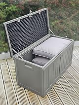 Garden Store Direct 190L Grey Plastic Outdoor Storage Box 96x45x49cm Strapped view 3