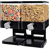 Honey-Can-Do Zevro Compact Dry Food Dispenser, Dual Control, Black/Chrome | Space-saving dual dispenser holds 17.5 oz per canister and pours even portions of cereal, rice or trail mix.