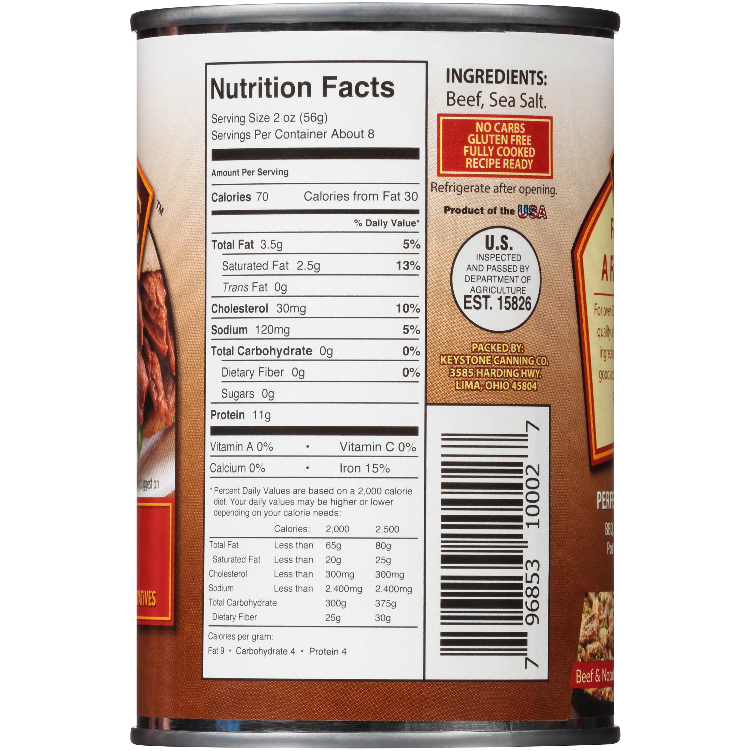 Keystone Meats All Natural Canned Beef, 14.5 Ounce Buy Online in UAE