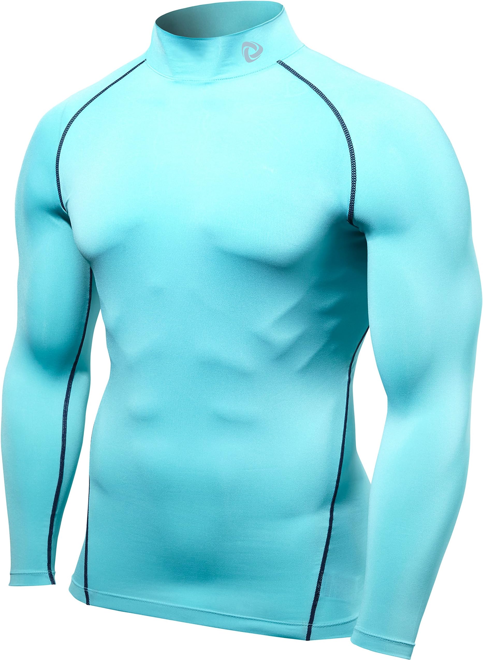 SSTM-T11-SBN_Large j-XL Tesla MEN's Cool Mock Compression long sleeve quick dry Running sports Baselayer Underwear underlayer skiing snowboarding cw-x skin clothe