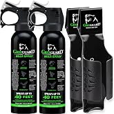 Griz Guard Bear Spray W/Holster 40 ft Range, Maximum Strength, EPA-Registered Spray for Bears, Mountain Lions, Coyotes, Dogs, &amp; Moose, Outdoor Hiking &amp; Camping Protection, Glow Safety, 7.9 oz 2 Pack