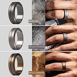 ThunderFit Silicone Wedding Rings for Men, Brushed