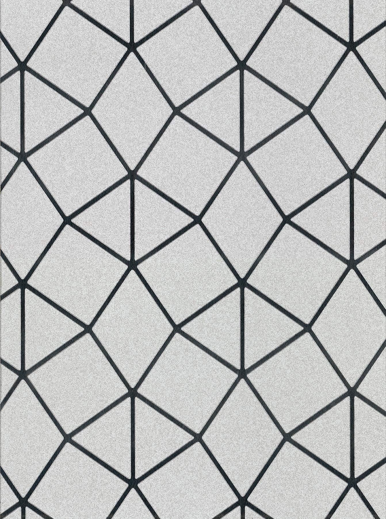 Fine Décor FD42489 Silver Platinum Geo Trellis