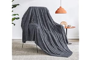 BEAUTEX Jacquard Fleece Throw Blanket(60''x80'', Grey) for Couch Bed and Sofa, Soft Sherpa Fuzzy Blankets Twin Size, Cozy Fluffy Plush Throws for All Seasons Using