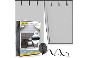 AUGO Garage Door Screen, 2 Car 16x7FT, Fiberglass mesh with Magnetic Closure, Heavy Duty Weighted Bottom, Easy Assembly & Pass, Hands Free Screen Door