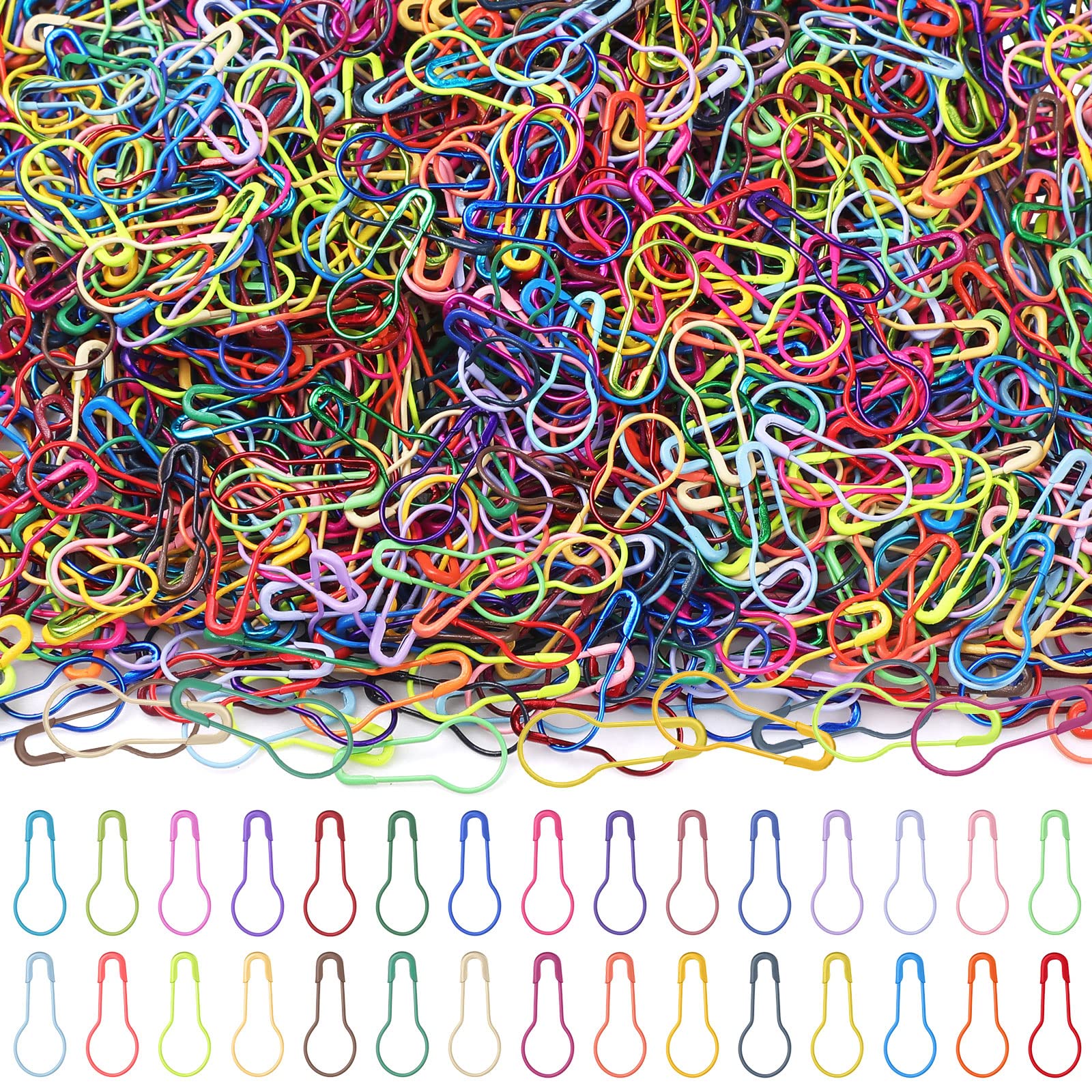 Photo 1 of Ysleen 1500 Pcs Calabash Crochet Stitch Markers Bulb Safety Pins Crocheting Assorted Pear Shaped Metal Knitting Pins for Sewing Clothing DIY Craft Making, 0.9 x 0.4 Inches(Multicolor)