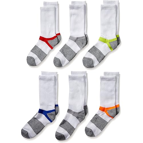 Fruit of the Loom Boys' 6-Pair Half Cushion Crew Socks