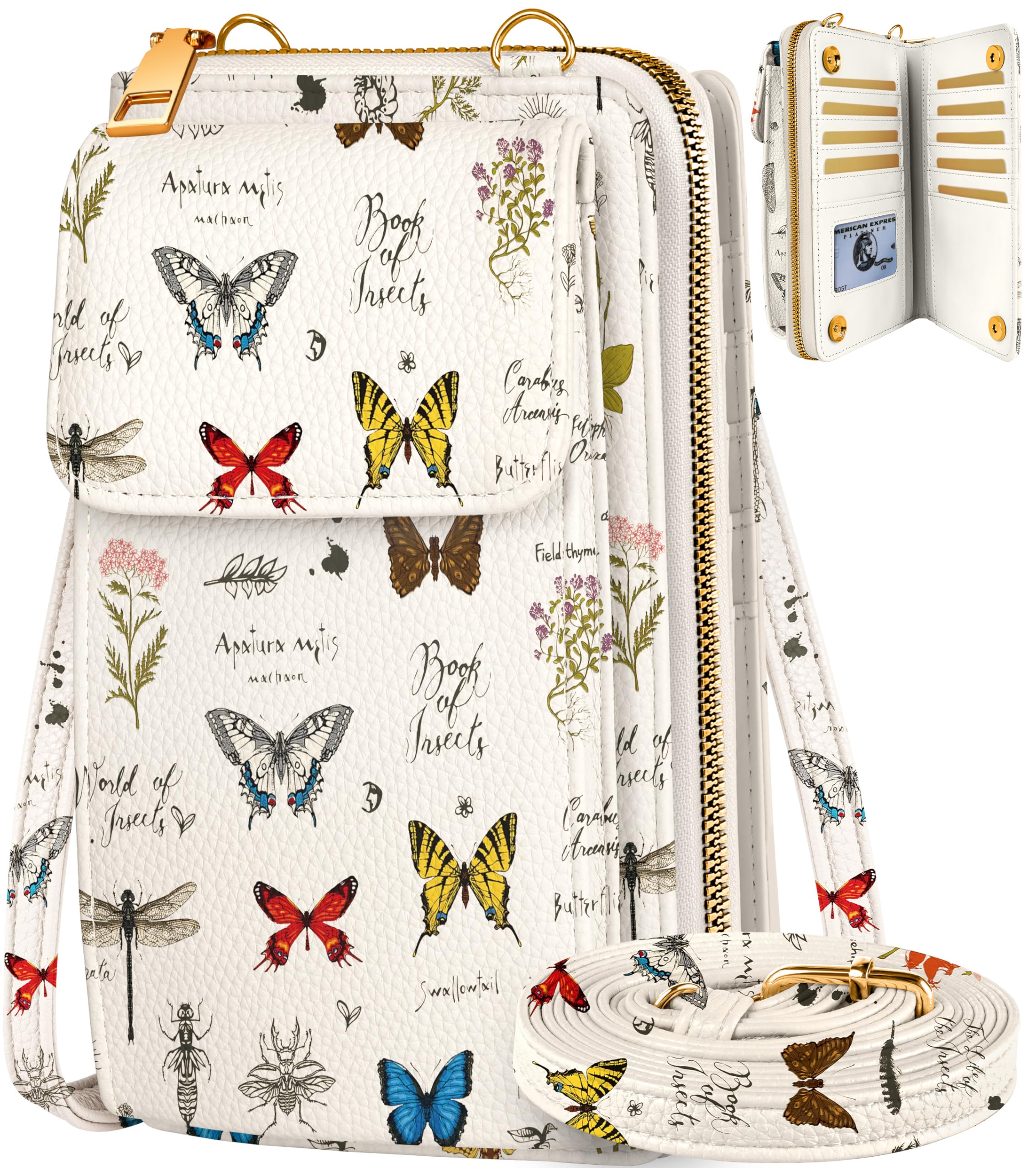 Photo 1 of Miss Adola Cute Crossbody Purse Cell Phone Bags for Women - Leather Cellphone Wallet Purse with Adjustable Shoulder Rope and Wallet Card Slots, Butterfly