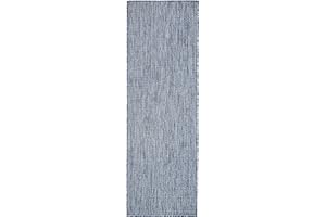 Unique Loom Collection Casual Transitional Solid Heathered Indoor/Outdoor Flatweave Area Rug (2' x 6' 1" Runner, Blue/Navy Blue)