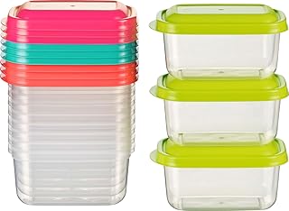 Kigima Mini-Tiefkühldose Frischhaltedose 250ml rechteckig 12er Set bunt