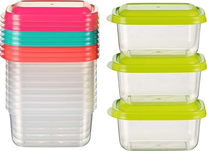 Kigima Mini-Tiefkühldose Frischhaltedose 250ml rechteckig 12er Set bunt