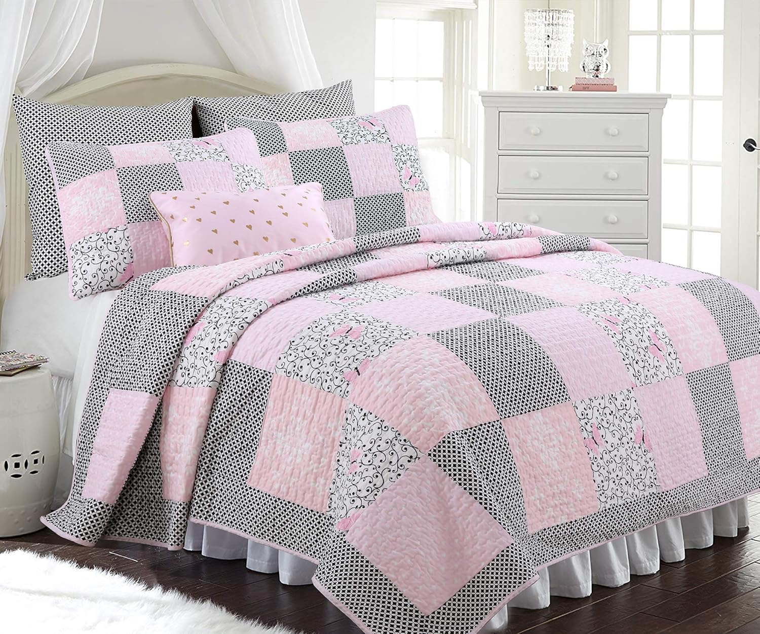 Amazon Com Cozy Line Home Fashions Vivinna Baby Pink White Black