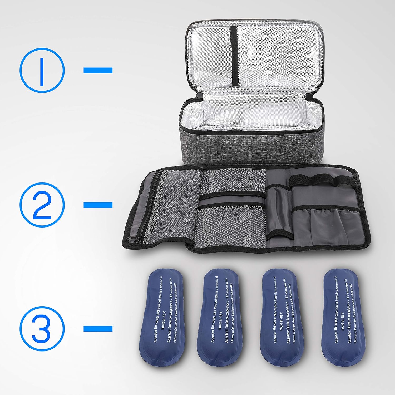 ALLCAMP Insulin Cooler Travel Bag for Diabetic Organize Medication with 4 Ice Packs (TPU): Health & Personal Care