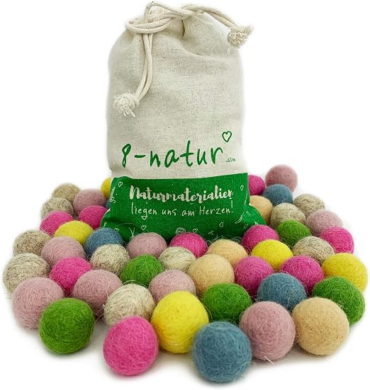 8 Natur Mix Gluck Bunte Mischung Aus 50 Filzkugeln 2 2cm Dick