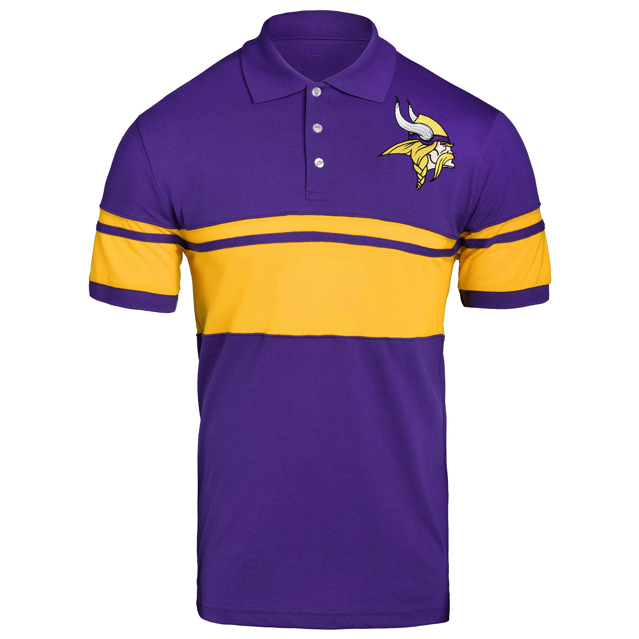 FOCO NFL Minnesota Vikings Football Team Logo Cotton Stripe Polo Shirt, Team Color, Medium Image
