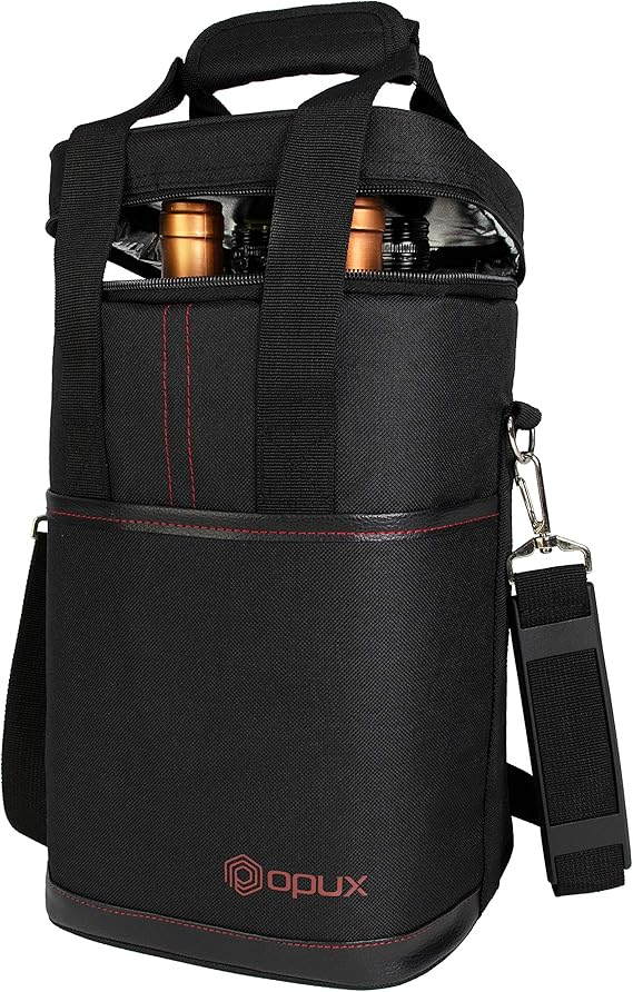 Premium Insulated Wine Carrier Bag by OPUX Elegant Wine Carrying Tote