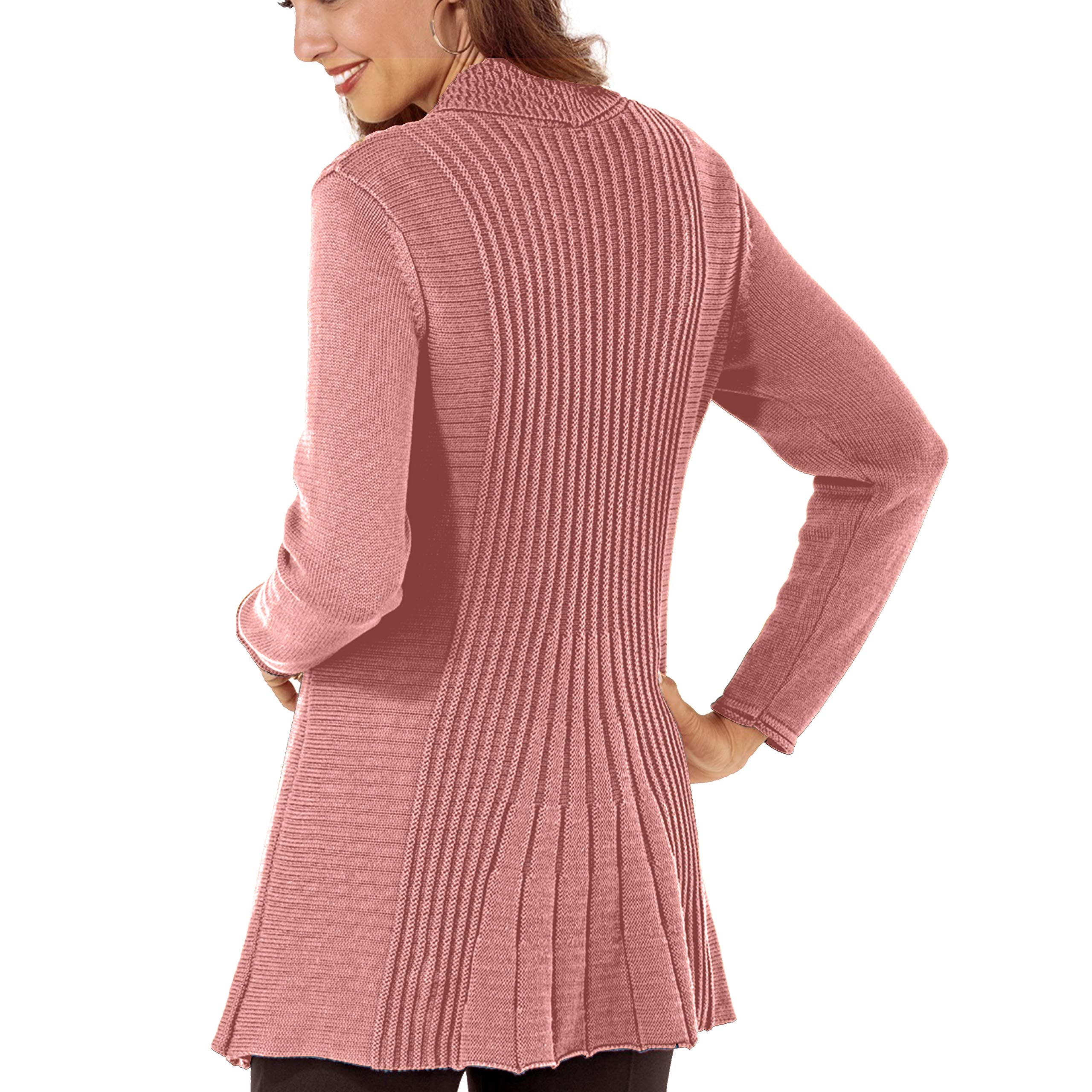 Cardigans for Women Long Sleeve Midweight Swingy Knit Cardigan Sweater W/Pocket-Dusty Mauve (3X) - Image 5