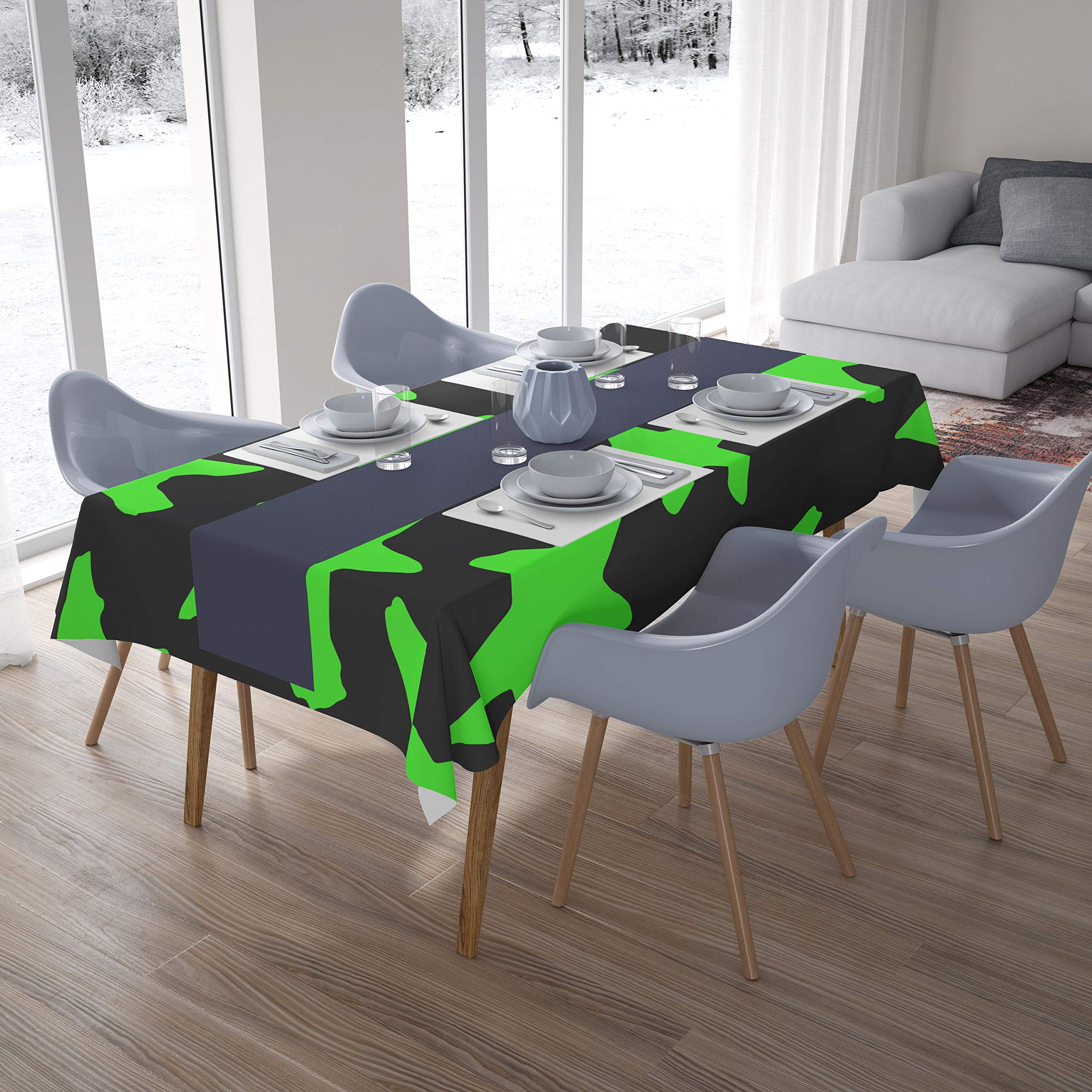 Bonamaison Kitchen Decoration, Tablecloth, Neon Green Fume, 140 x 200 Cm - Designed and Manufactured in Turkey