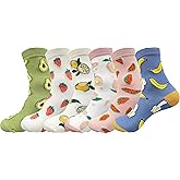 Joylife Fruit Embroidered Crew Socks Cute Pattern Quartz Sock Funny Dress Socks for Women, Ladies, Girls