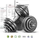 PROIRON 30kg Adjustable Dumbbells Cast Iron Set with Bar Attachment view 6