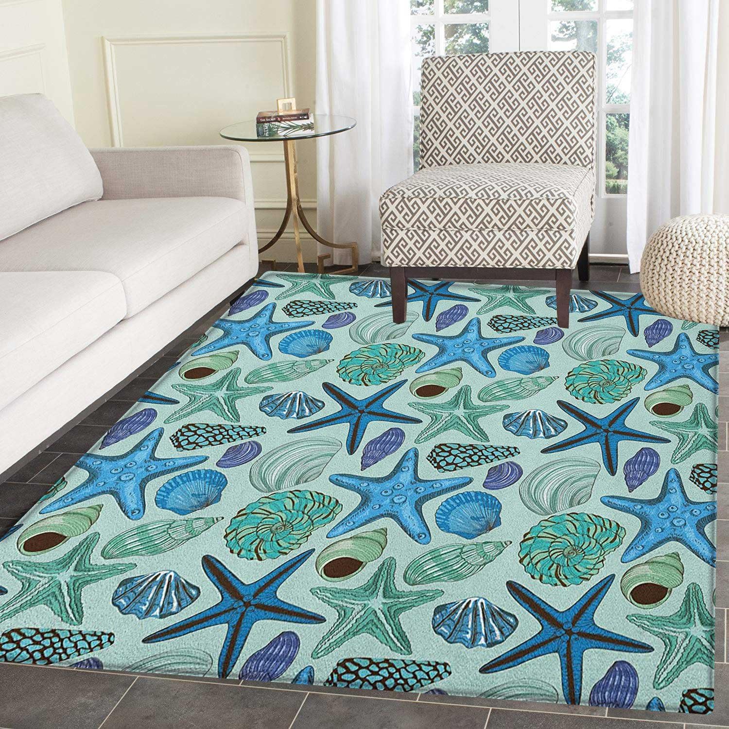Starfish AntiSkid Area Rug Aquarium Inspired Composition