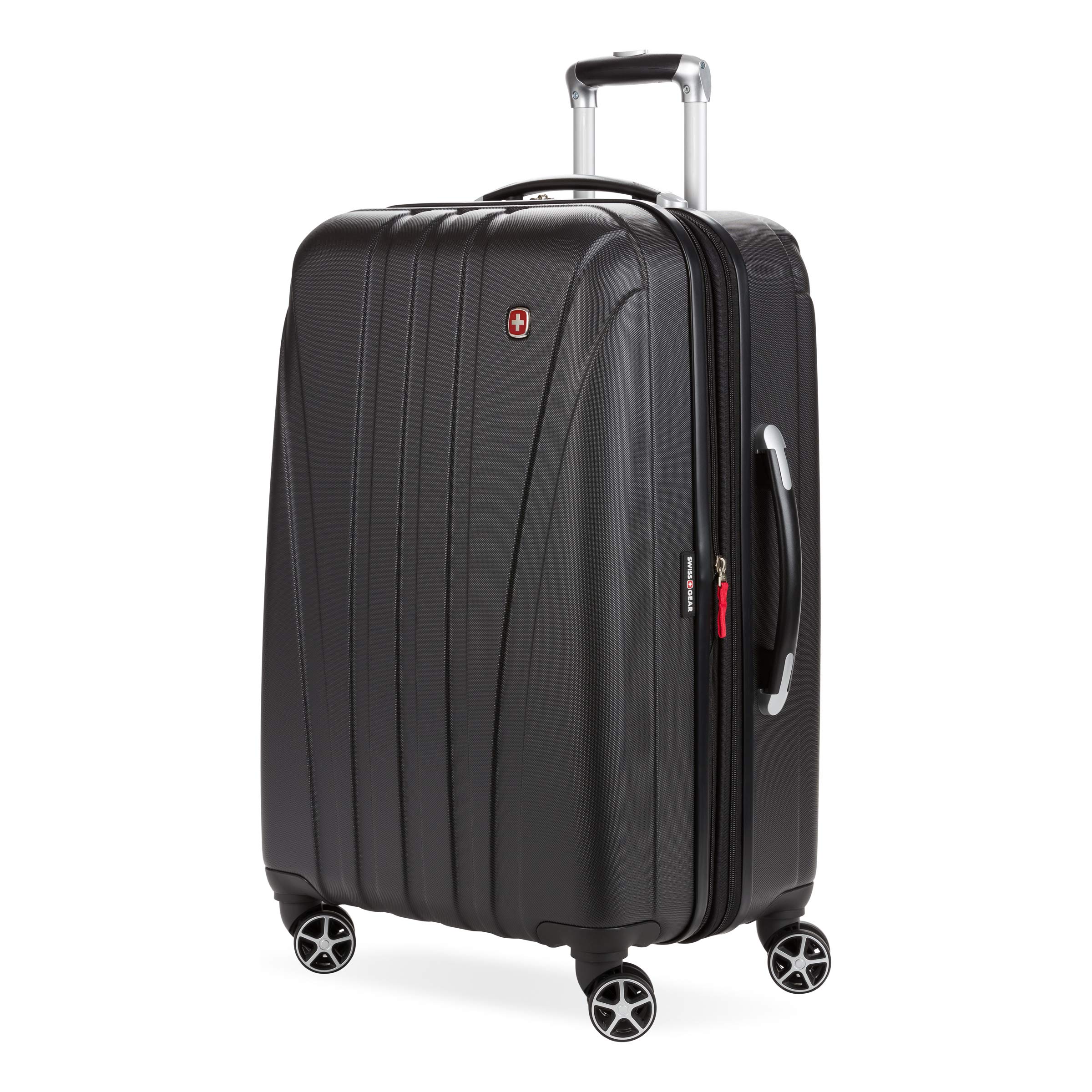 SwissGear 7585 Hardside Expandable Luggage with Spinner Wheels, Black, Checked-Medium 23-Inch