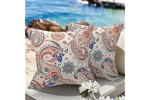 WOLKI Waterproof Outdoor Pillows 18x18 Feather and Down Filled Throw Pillow for Patio Furniture, Outside Decorative Pillow Set of 2