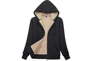 MAGCOMSEN Women Zip Up Hoodies Sherpa Lined Fleece Jackets Long Sleeve Winter Warm Tops Sweaters Casual Fashion Jackets