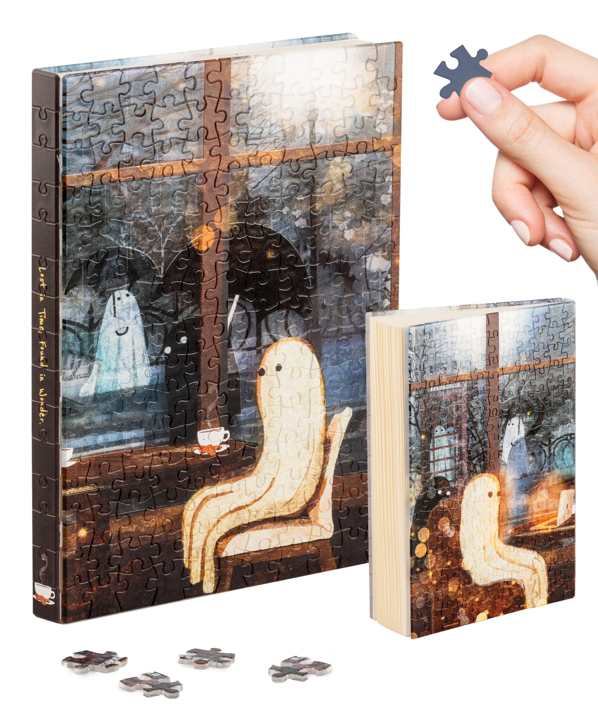 PieceRelax Puzzle Journal for Adults - Katherine Blower - Warm Glow Unique A5 Book Cover Puzzles Gift & Home Décor with Plastic Jigsaw Puzzle Artwork for Notebook [YA1072]