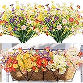 MACTING Artificial Spring Flowers for Outdoors 12 Bundles UV Resistant Fake Flowers No Fade Faux Plastic Flowers for Planters Patio Porch Yard Window Home Indoor Outside Garden Decorations(Mix Color)